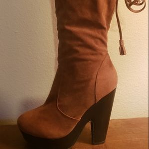 Brown knee high boots